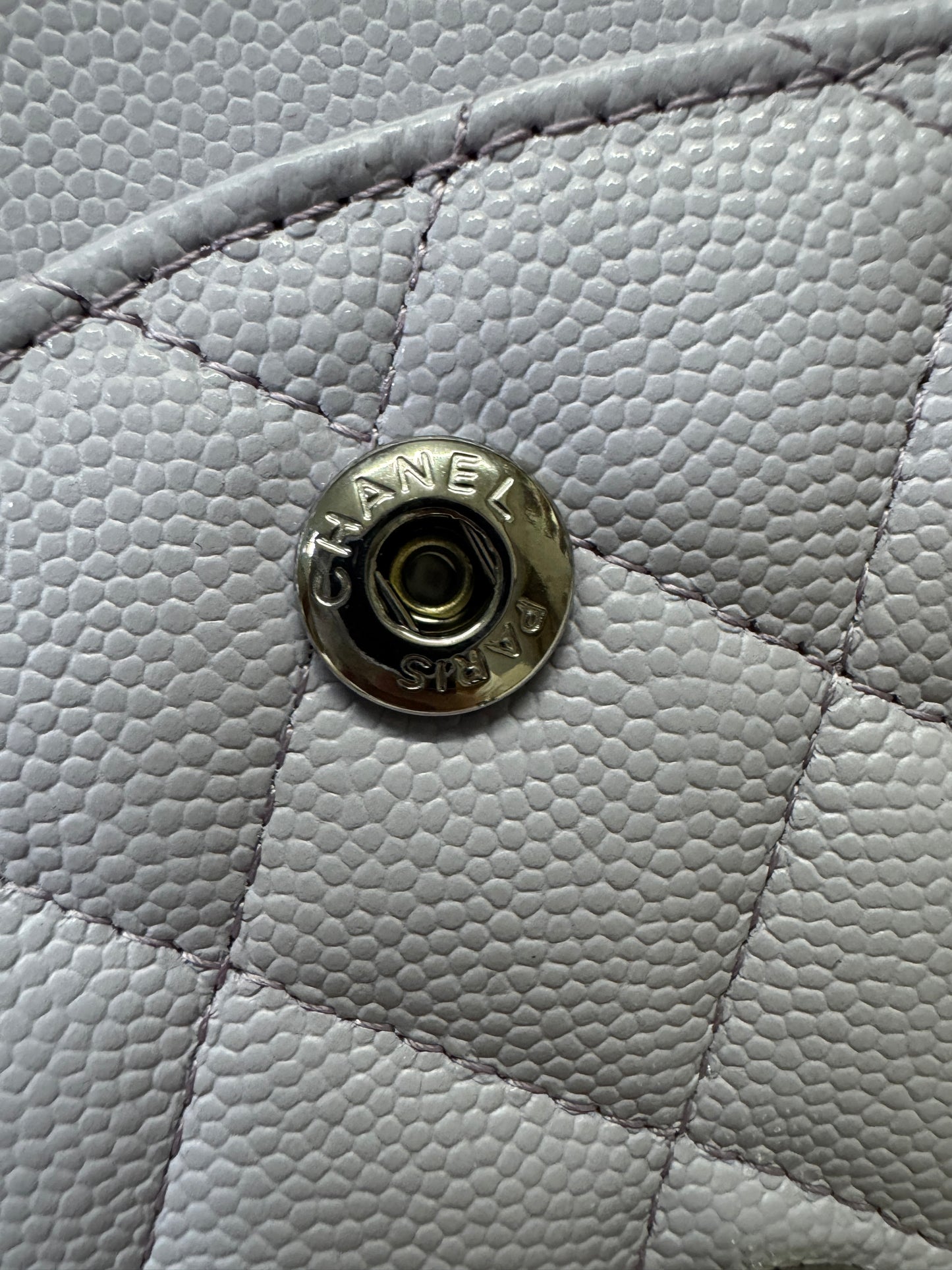 CHANEL CF25 Medium 21K香芋紫銀扣 牛皮 caviar