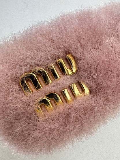 MIU MIU 水貂毛粉紅色髮夾