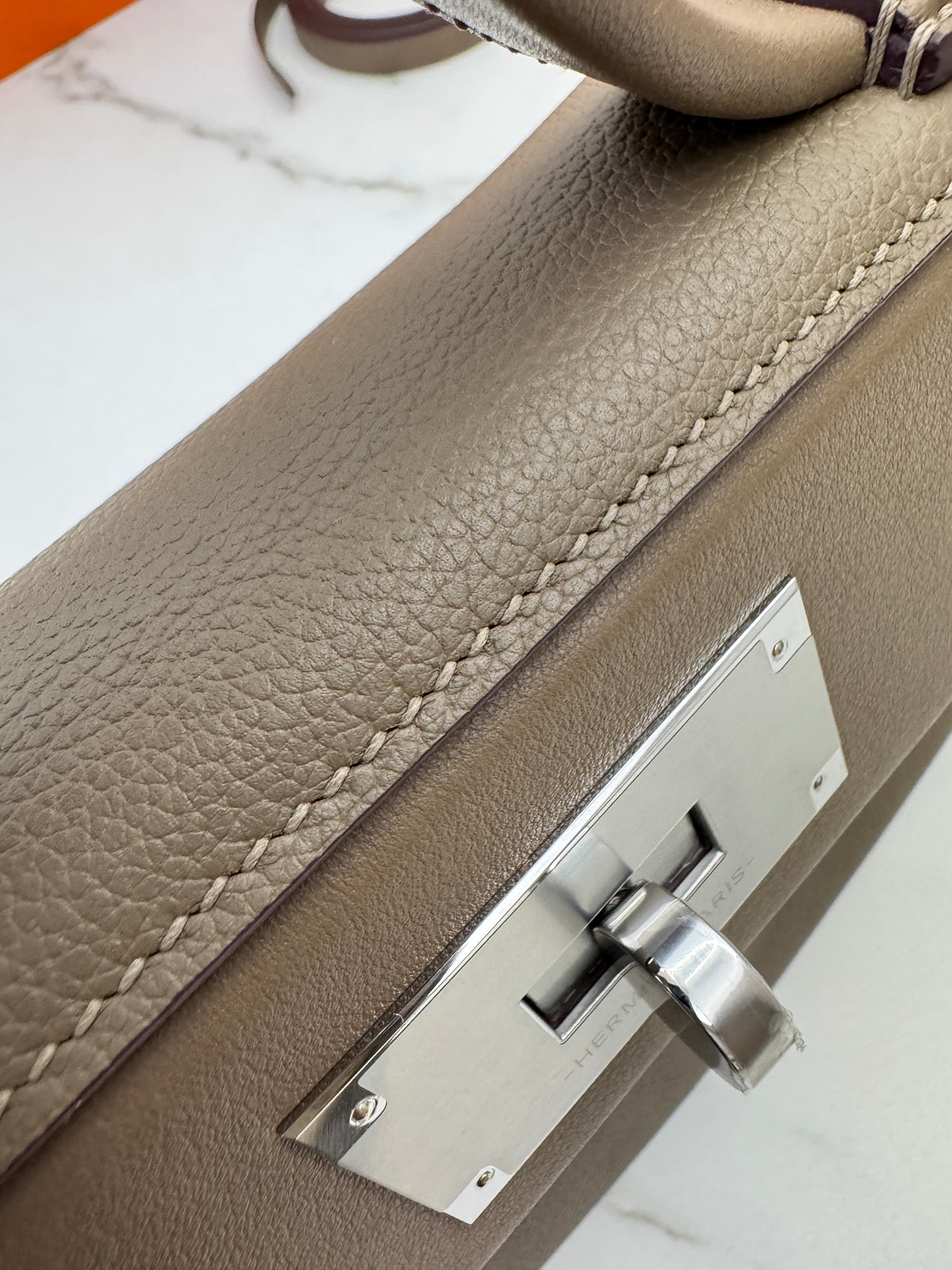 HERMRES Mini 2424 大象灰銀扣 Evercolor Etoupe PHW