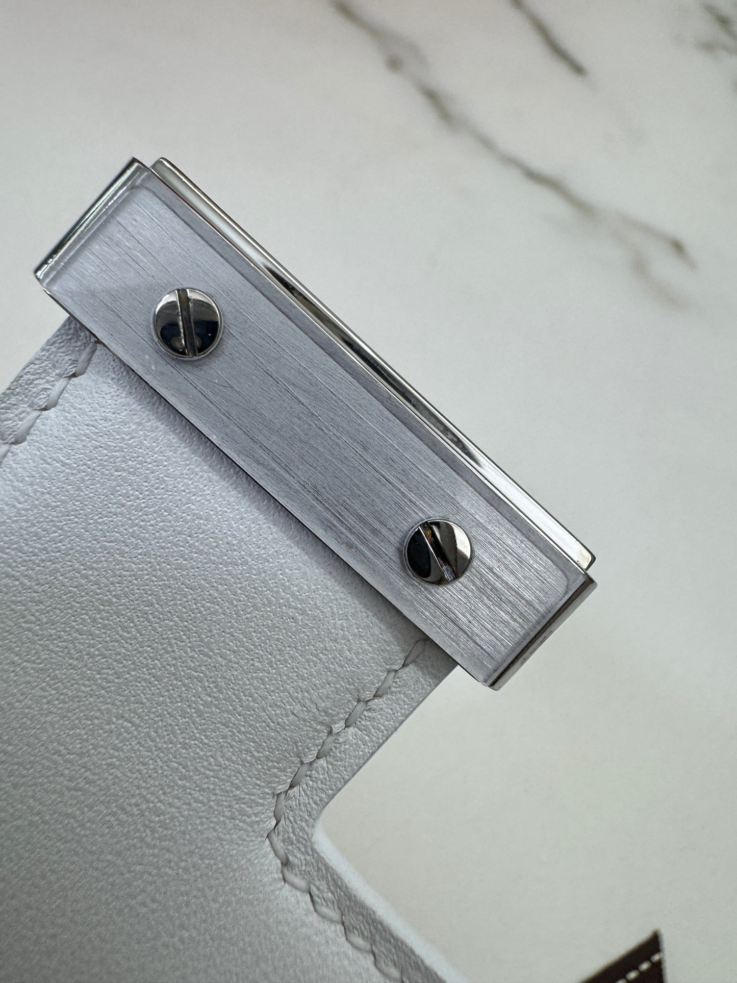 HERMES Mini Constance 新白色 銀扣 Evercolor 0U New White PHW