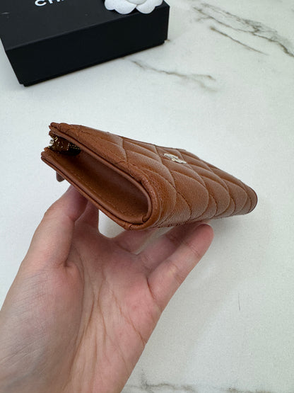 CHANEL L型拉鏈小錢包 焦糖棕