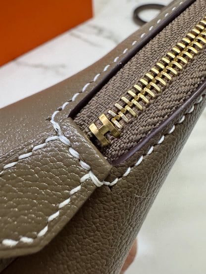 HERMES Mini Bolide 大象灰山羊皮 金扣