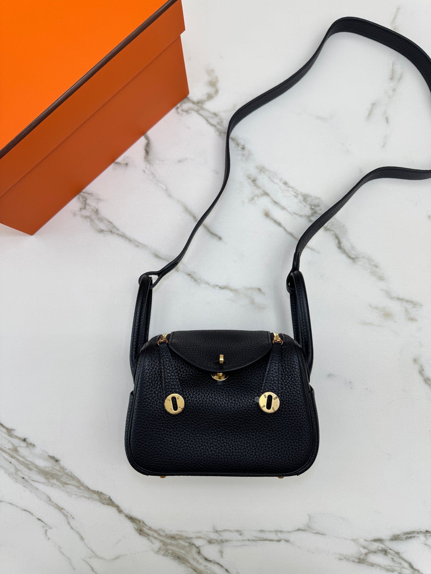 HERMES Mini Lindy II 黑金 Nior TC GHW