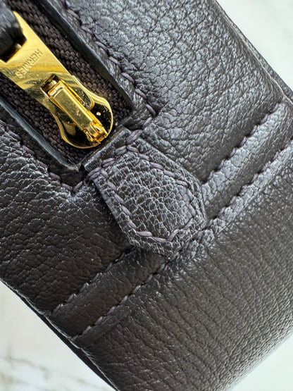 HERMES Mini Plume 一代 烏木色金扣 山羊皮 Ubene GHW Chevre Mysore