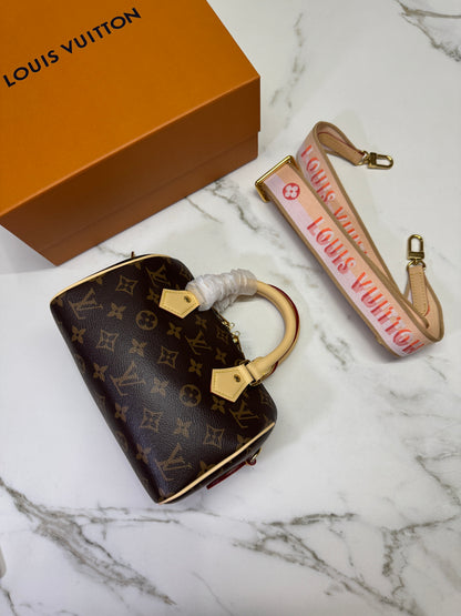 LV Speedy 20 粉橙色肩帶