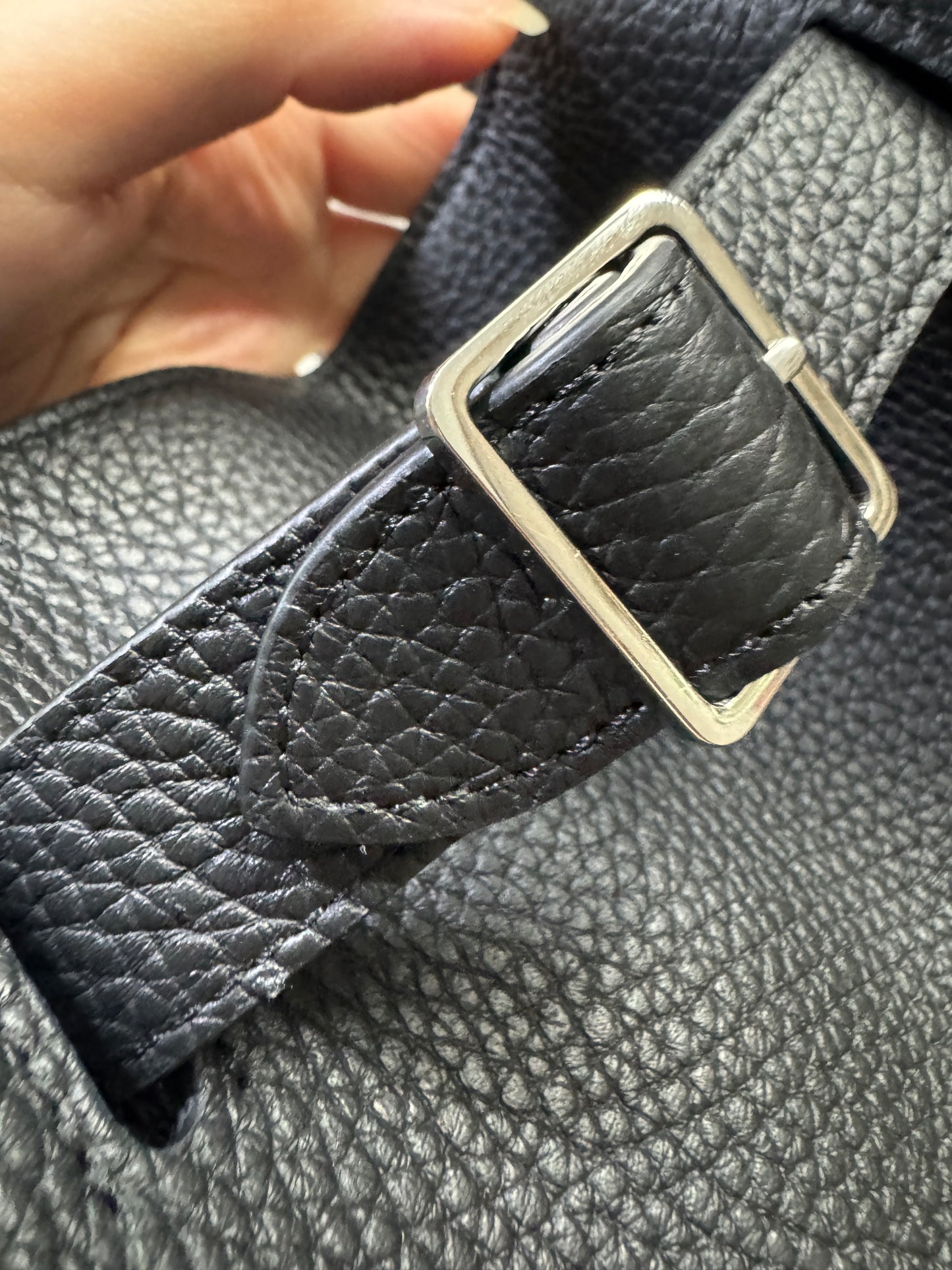 THE ROW Marguax 12 黑銀荔枝紋