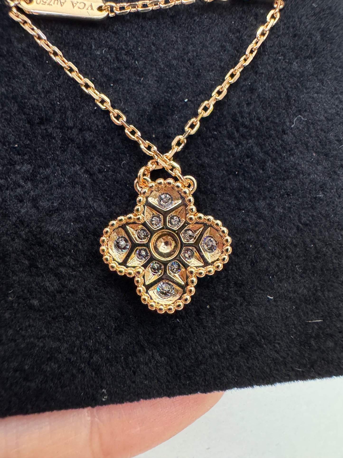 VCA Vintage Alhambra Necklace 滿鑽玫瑰金項鏈