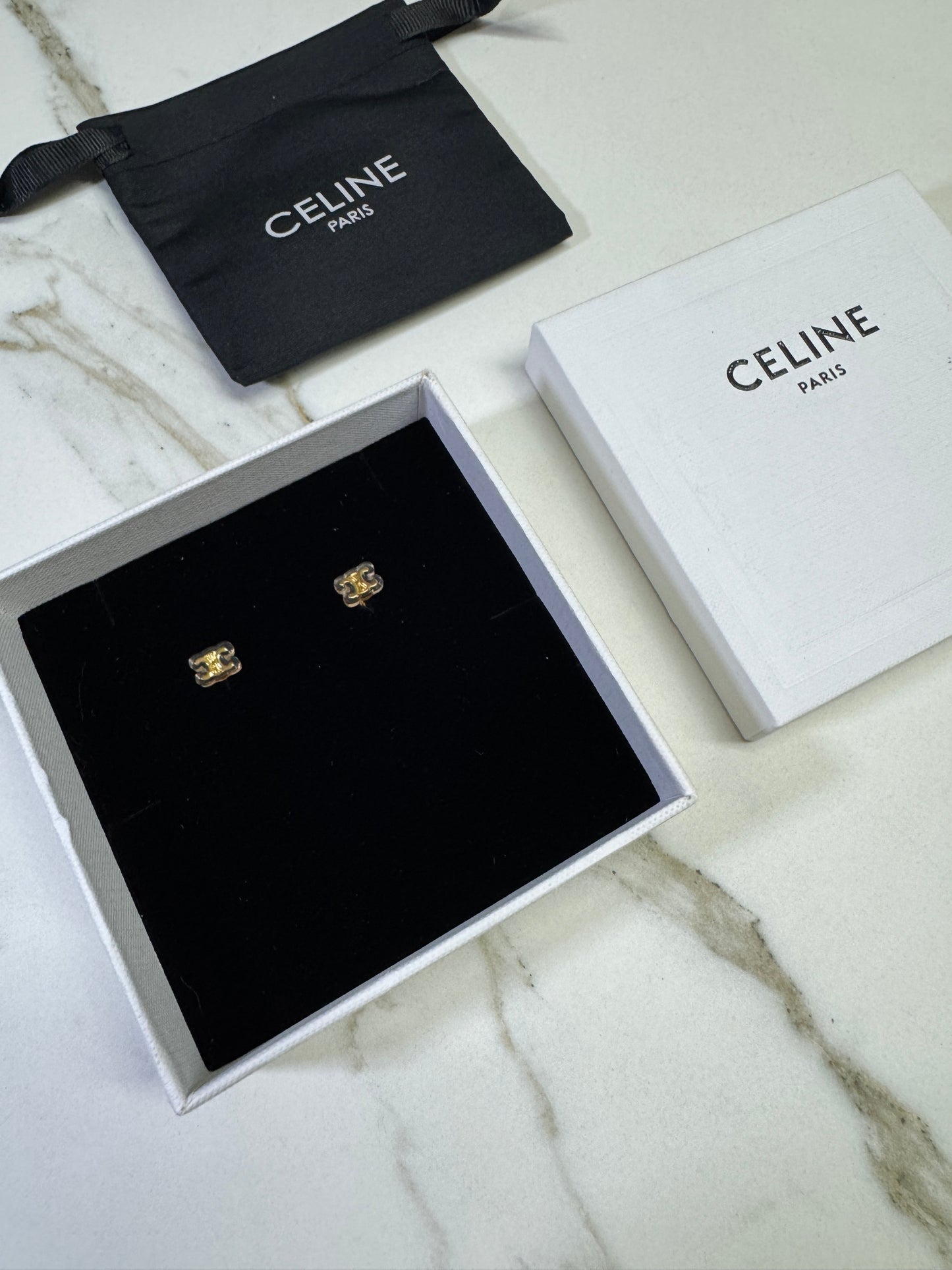 CELINE 凱旋門 透明耳環