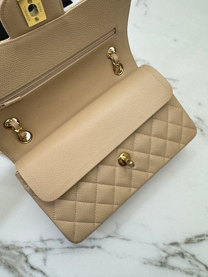CHANEL CF23 Small 米杏色牛皮金扣 Beige Caviar Calfskin GHW