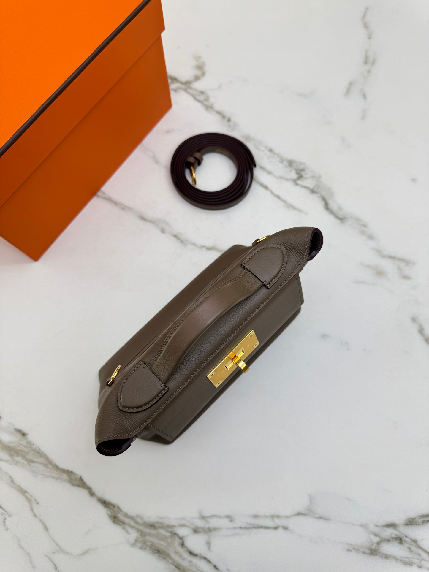 HERMES Mini 2424 大象灰金扣 Evercolor Etoupe GHW