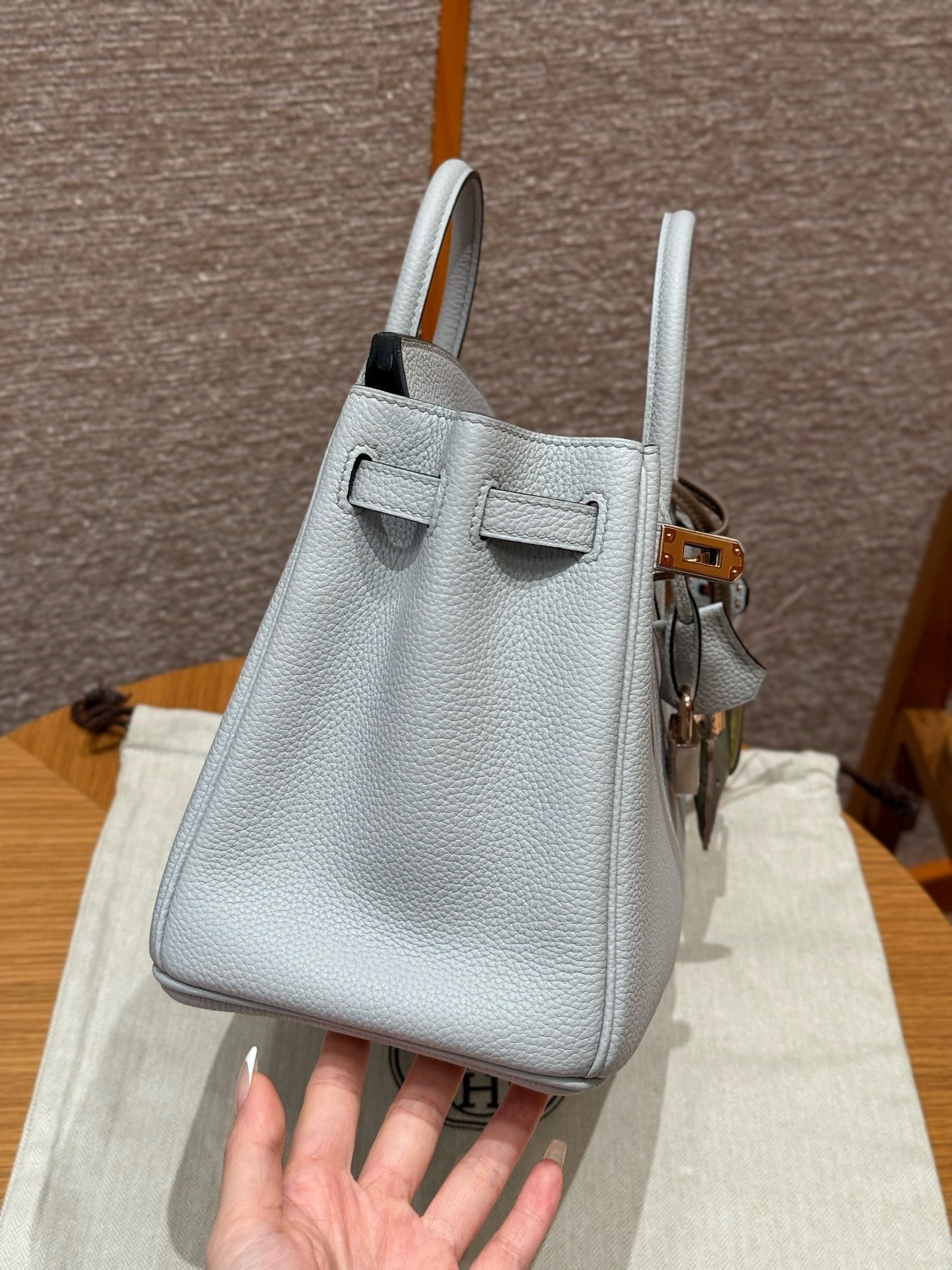 HERMES Birkin25 聖杯藍 玫瑰金扣 togo 08