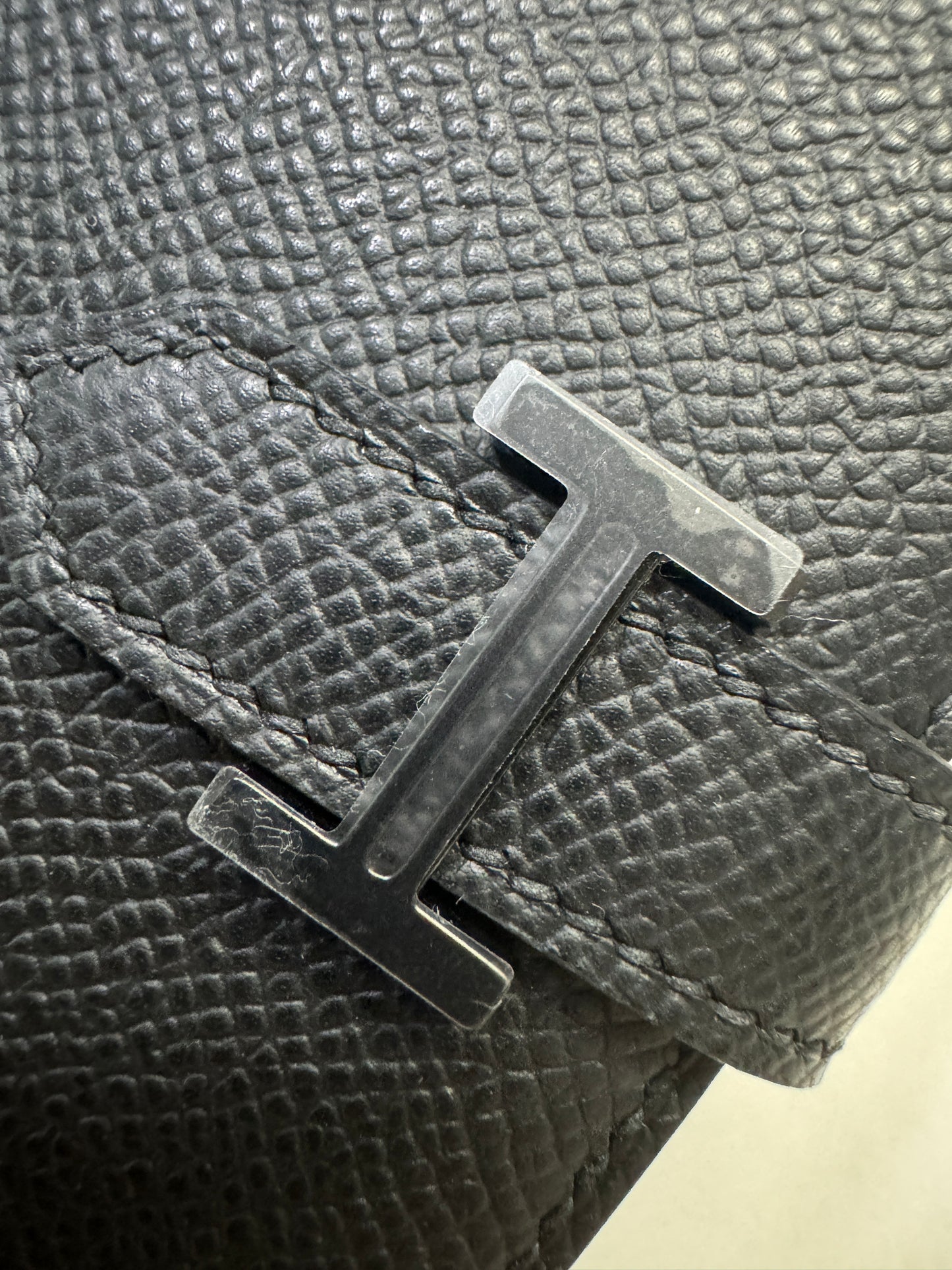 HERMES Bearn Compact Wallet 黑銀 短款 Epsom PHW