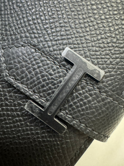 HERMES Bearn Compact Wallet 黑銀 短款 Epsom PHW