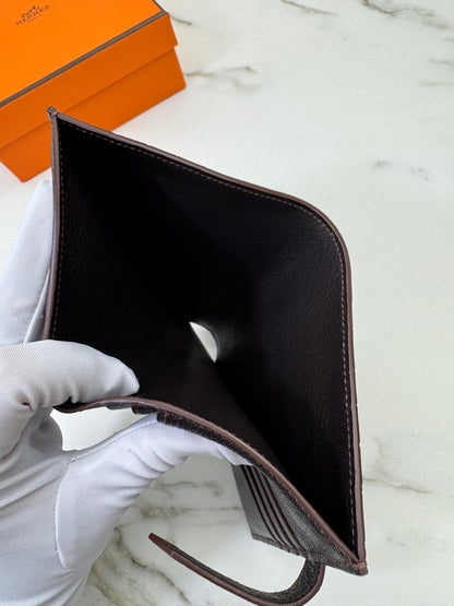 HERMES Bearn Wallet 亮面灣鱷 巧克力色 金扣 Porosus Crocodile Chocolate GHW