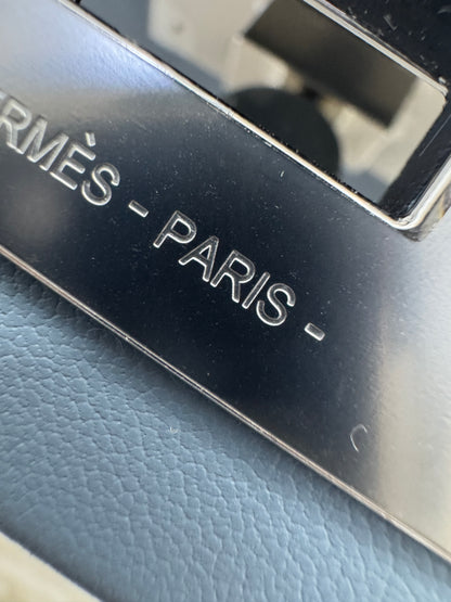HERMES Mini 2424 亞麻藍銀扣 Evercolor Blue Lin PHW