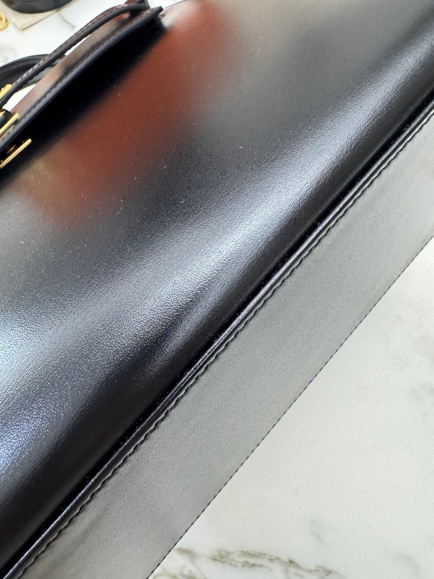 HERMES Kelly 25 黑色外縫金扣 Box Leather Sellier Noir GHW
