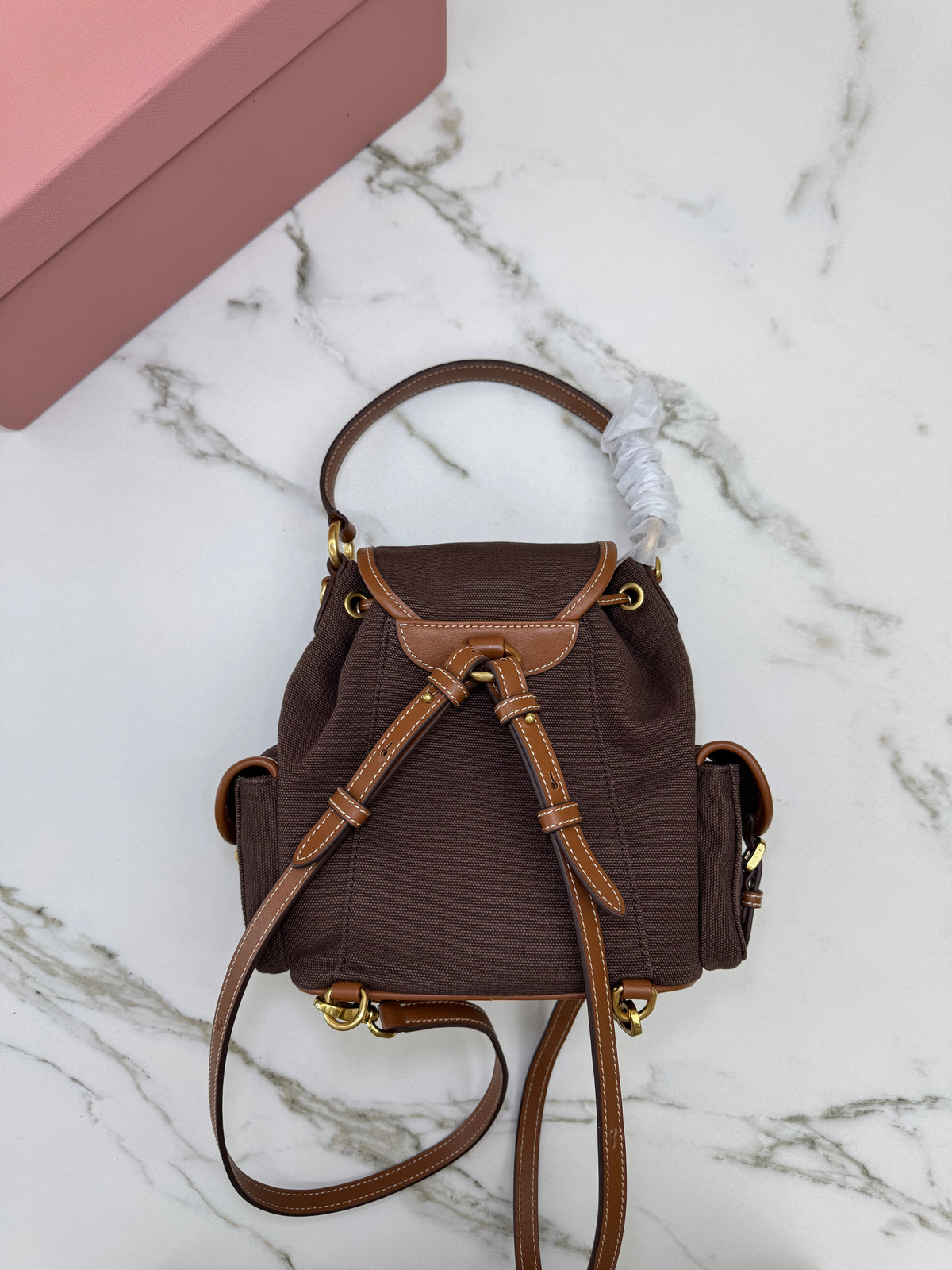 MIU MIU Backpack Canvas 深棕