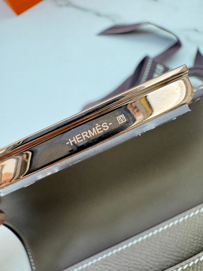 HERMES Mini Constance 大象灰 Epsom 玫瑰金扣
