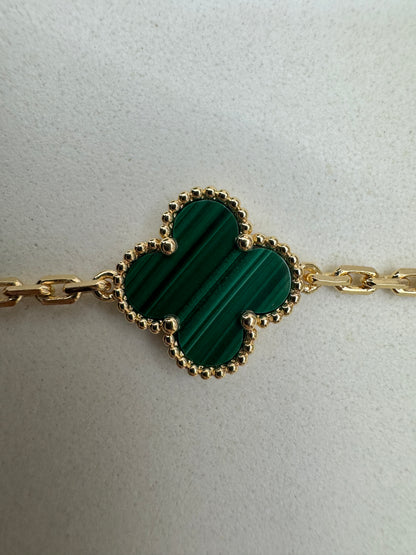 VCA 五花孔雀石 Vintage Alhambra 5 Motifs Bracelet Malachite