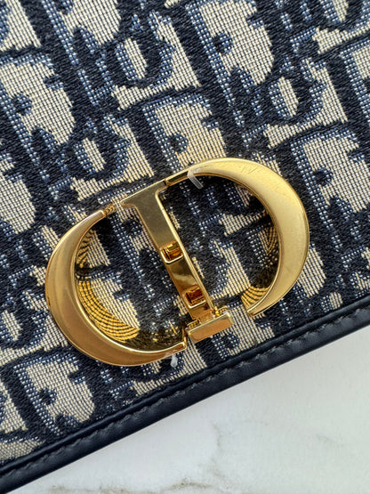 DIOR 30 Montaigne Small Blue Oblique