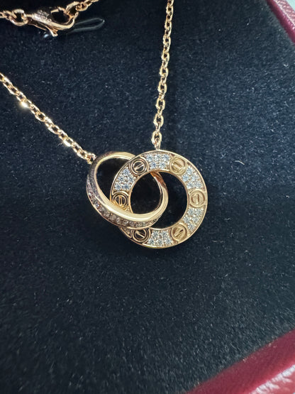 CARTIER Love Necklace 滿天星小圓餅項鏈 玫瑰金