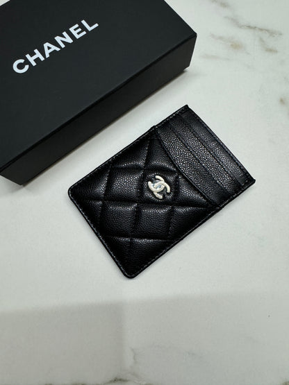 CHANEL 直版 黑色 淡金扣 Card Holder