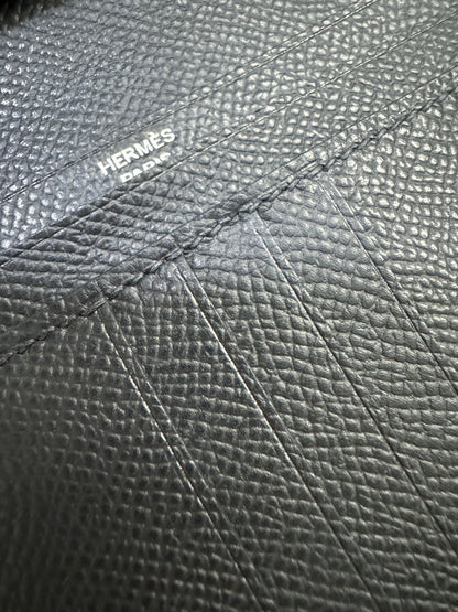 HERMES Bearn Compact Wallet 黑銀 短款 Epsom PHW