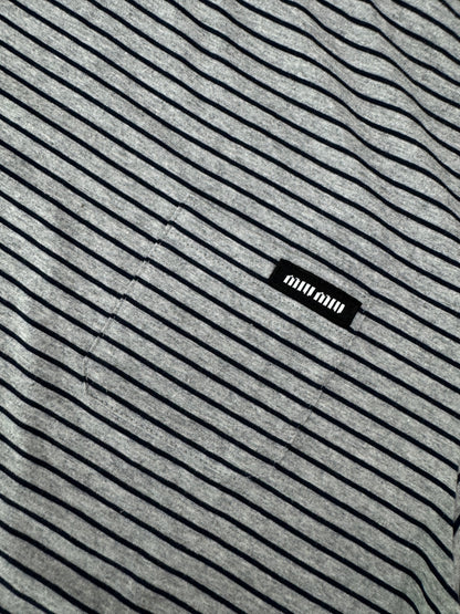 MIU MIU 做舊條紋長袖T恤