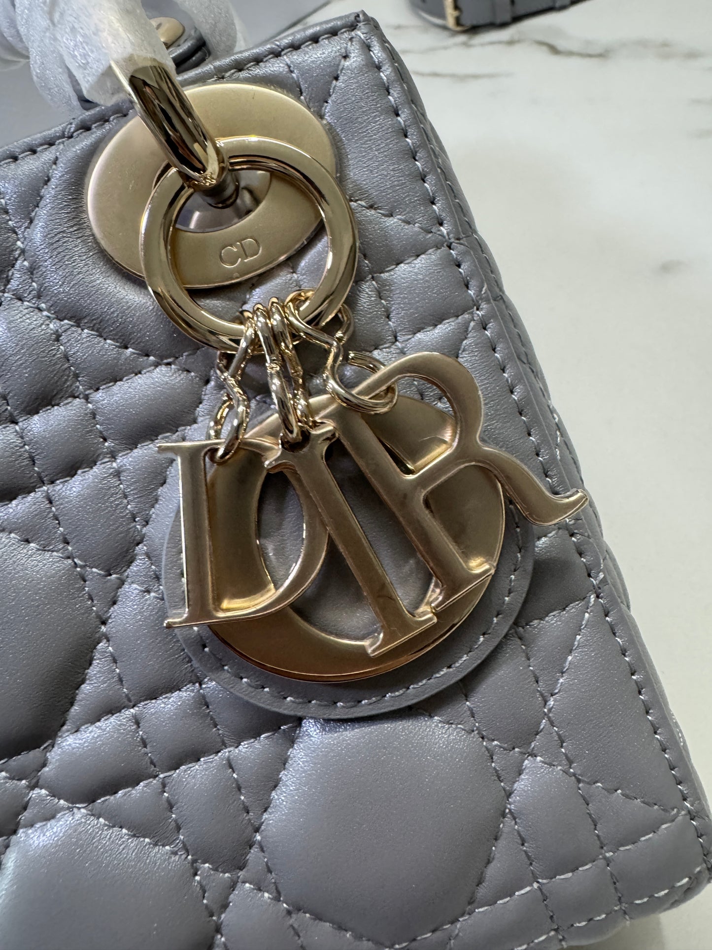 DIOR Lady Dior Mini 珠光灰