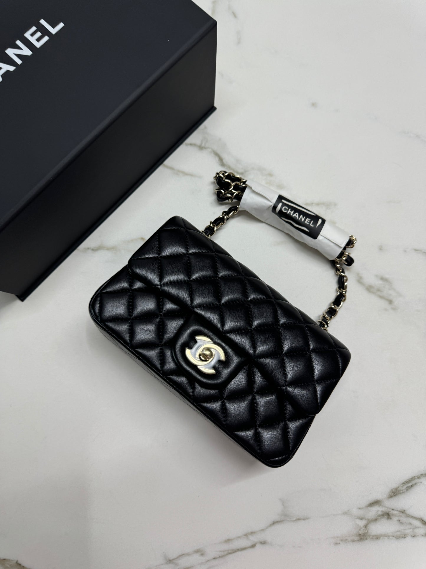 CHANEL CF20 羊皮 黑色淡金扣