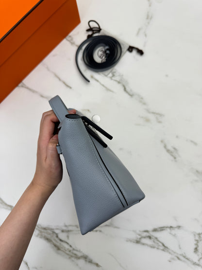 HERMES Mini 2424 木偶灰銀扣 Evercolor Gris Platin PHW