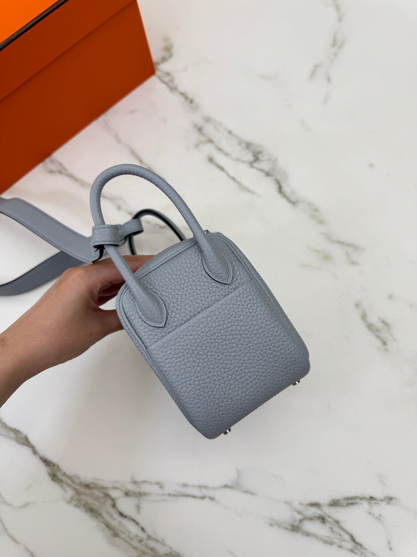 HERMES Mini Lindy II 木偶灰銀扣 TC Gris Platin PHW