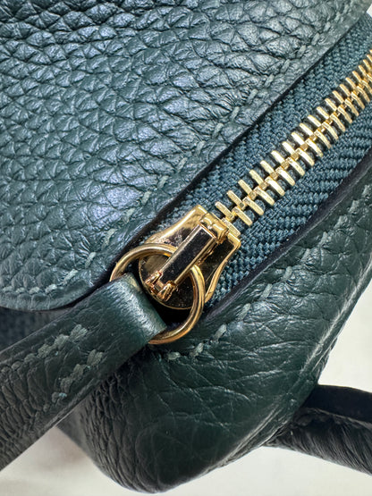 HERMES Mini Lindy II 深綠色 金扣 67 Vert Fonce TC GHW