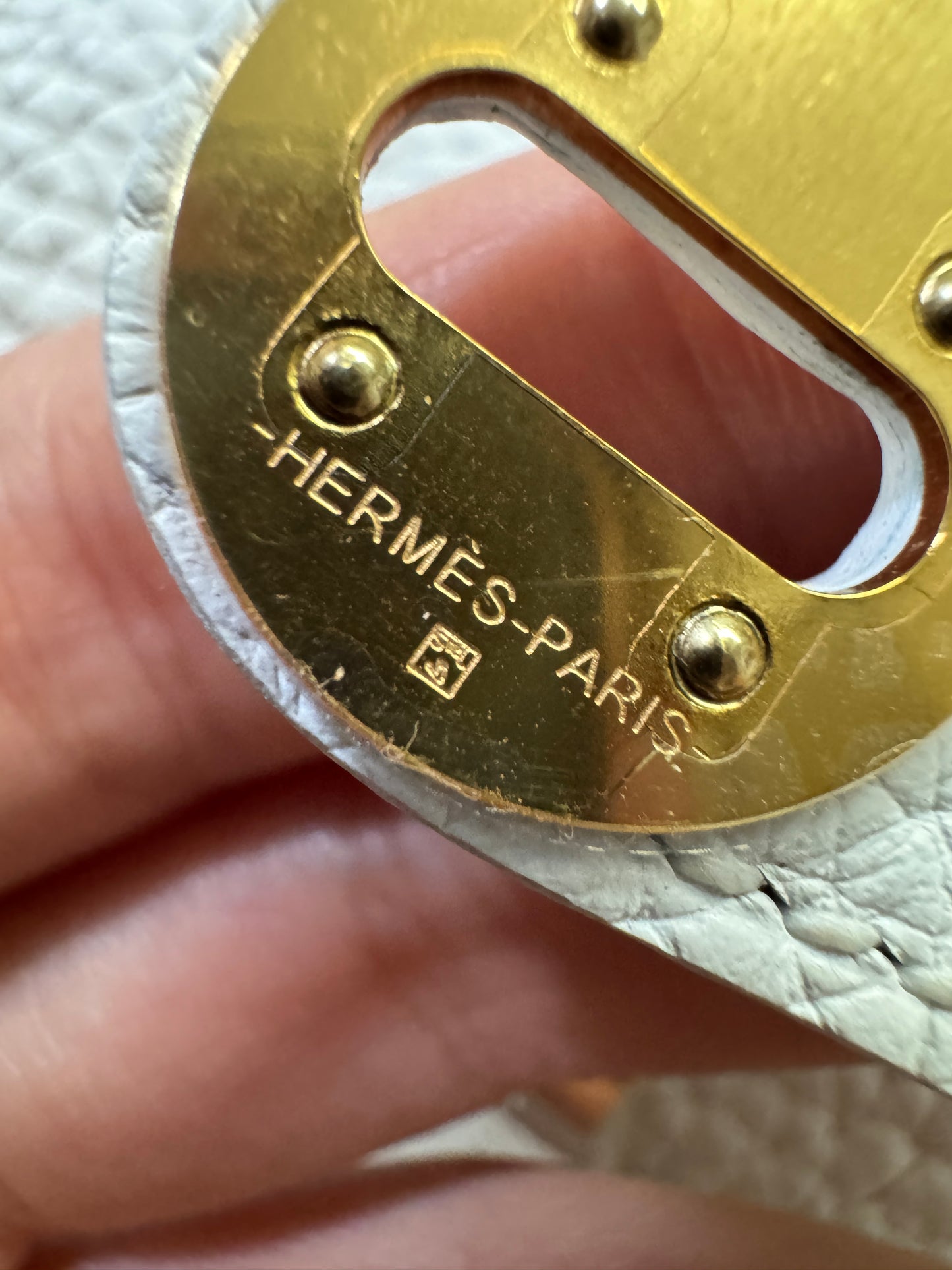 HERMES Mini Lindy II 純白色TC 金扣 GHW