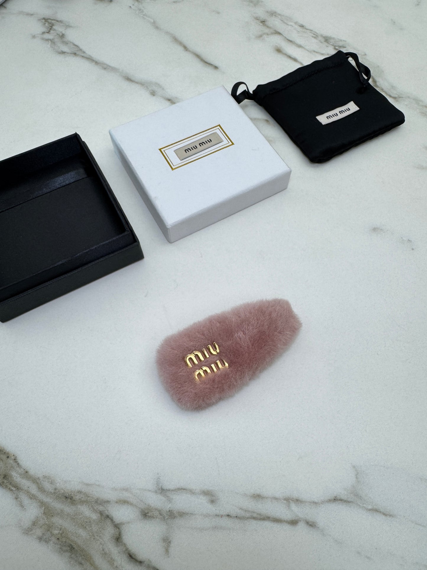 MIU MIU 水貂毛粉紅色髮夾