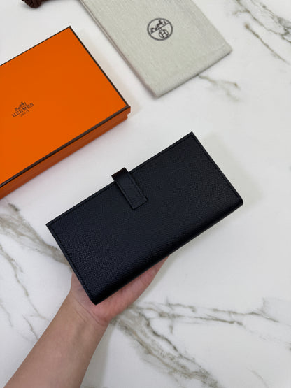 HERMES Bearn Wallet 長款 黑色金扣 Epsom
