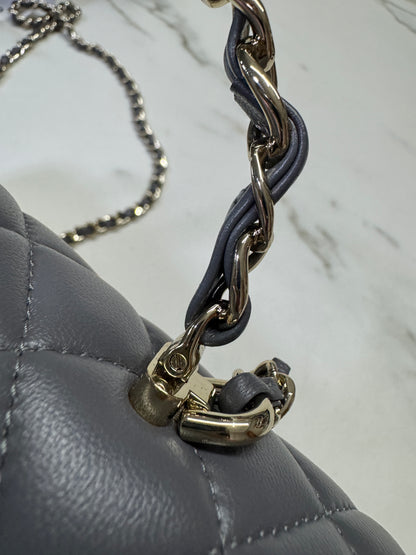 CHANEL 23K Mini CF with Top Handle 手柄CF 深灰色羊皮
