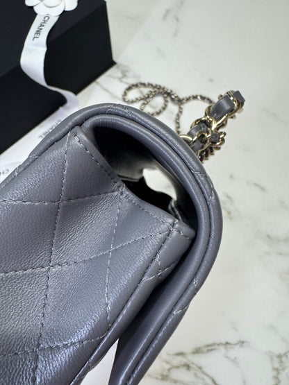CHANEL 23K Mini CF with Top Handle 手柄CF 深灰色羊皮