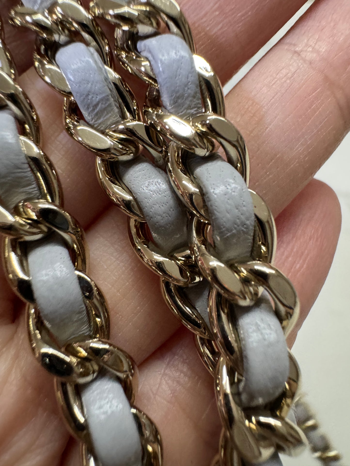 CHANEL Mini CF Handle 25P 淺灰色羊皮