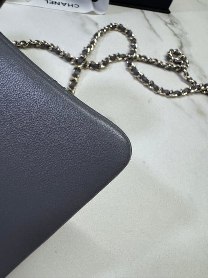 CHANEL 23K Mini CF with Top Handle 手柄CF 深灰色羊皮