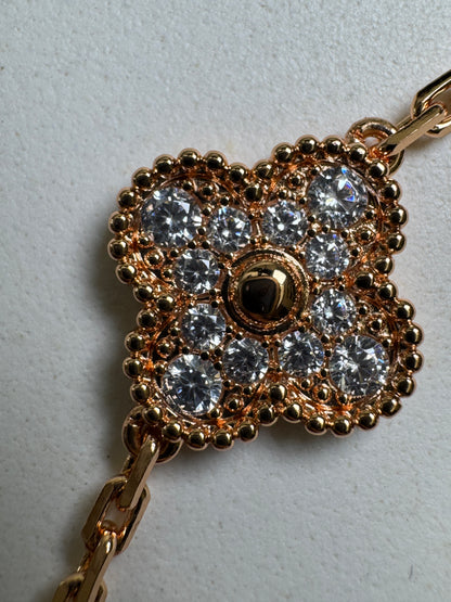 VCA Vintage Alhambra Bracelet 五花灰貝母拼鑽 玫瑰金手鏈