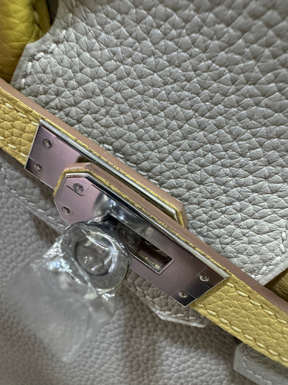 HERMES Birkin25 SO 珍珠灰拼小雞黃 Togo PHW