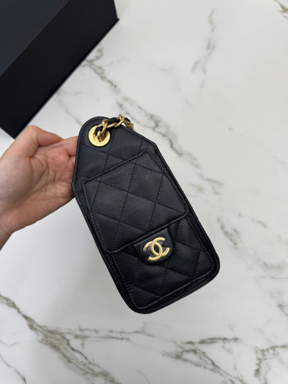 CHANEL Mini 25 Bag 黑色荔枝皮 金扣 Caviar Calfskin GHW