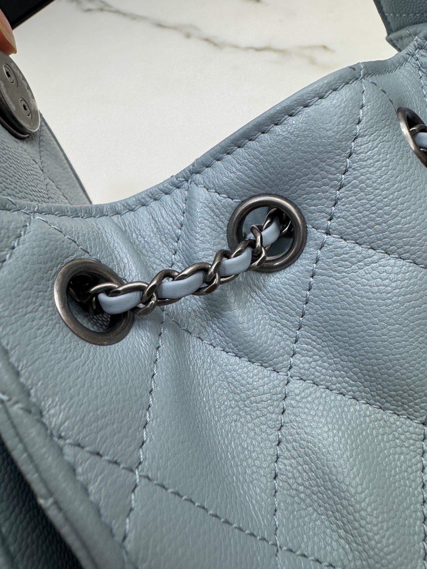 CHANEL Mini 25 Bag 霧霾藍銀扣