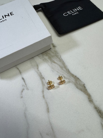 CELINE 凱旋門 透明耳環