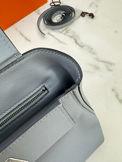 HERMES Mini 2424 木偶灰銀扣 Evercolor Gris Platin PHW