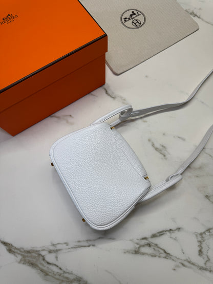 HERMES Mini Lindy II 純白色TC 金扣 GHW