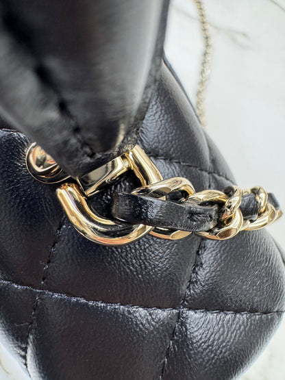 CHANEL Mini CF Handle 黑色羊皮淺金扣 Black Lambskin with GHE