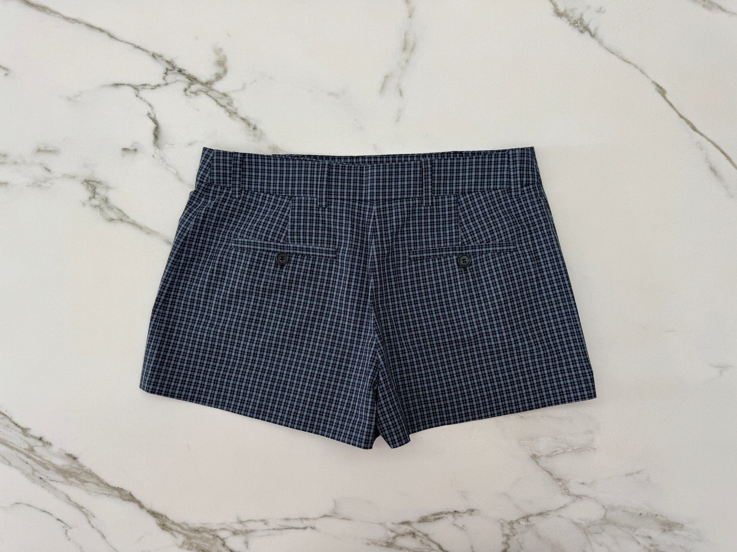 MIU MIU 26SS灰藍格紋短裙褲
