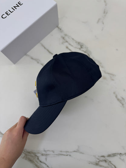 CELINE 黃色C字鴨舌帽 藏藍色